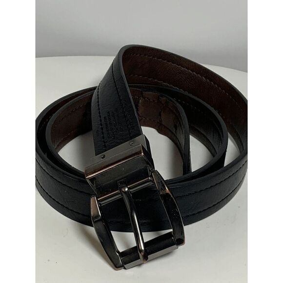 Bonded Reversible Brown/Black Leather Belt - Picture 1 of 5
